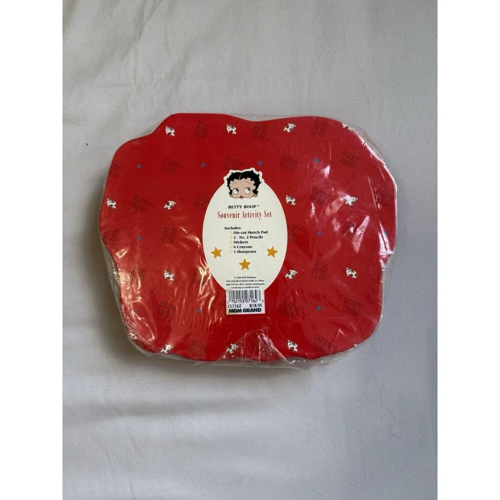 VINTAGE Betty Boop Souvenir Set Sketch pad pencil stickers crayons sharpener ‘96 - Picture 2 of 7